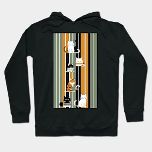 Abstract Striped Whiskers: A Contemporary Feline Fusion Hoodie